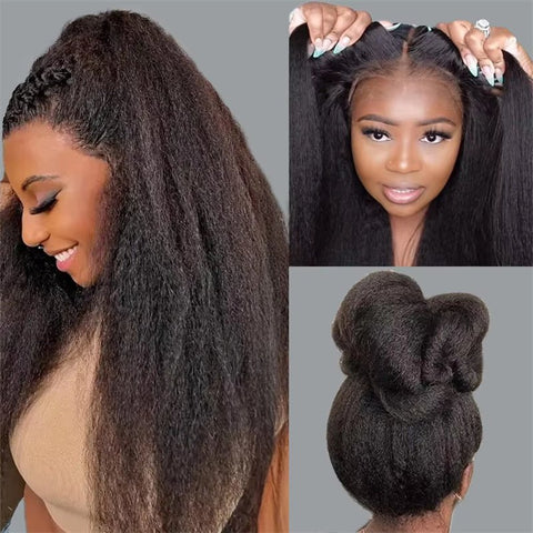 Lemoda Yaki Straight 360 Full Front Wigs Invisi - Drawstring Snug Fit Wigs HD Transparent Lace for Women - Lemoda Hair