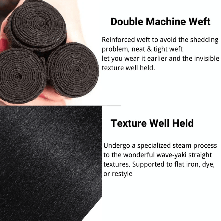 Lemoda Yaki Straight Human Hair Bundles Brazilian Hair Extensions for Black Women - Lemoda Hair