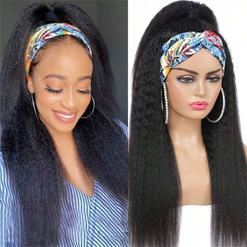 Leomoda Headband Wig Yaki Straight Human Hair Wigs 150% Beginner Friendly Half Wig - Lemoda Hair