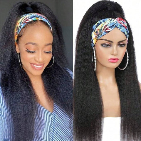 Leomoda Headband Wig Yaki Straight Human Hair Wigs 150% Beginner Friendly Half Wig - Lemoda Hair