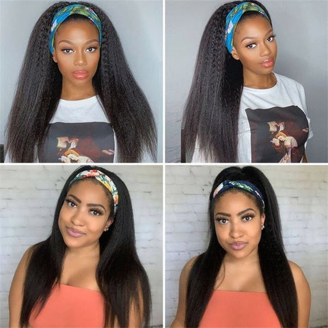 Leomoda Headband Wig Yaki Straight Human Hair Wigs 150% Beginner Friendly Half Wig - Lemoda Hair