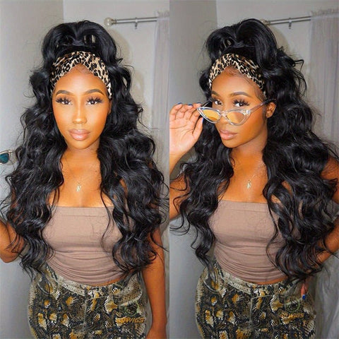 Lomoda Body Wave Headband Scarf Wigs Glueless Human Hair No Lace Wig - Lemoda Hair