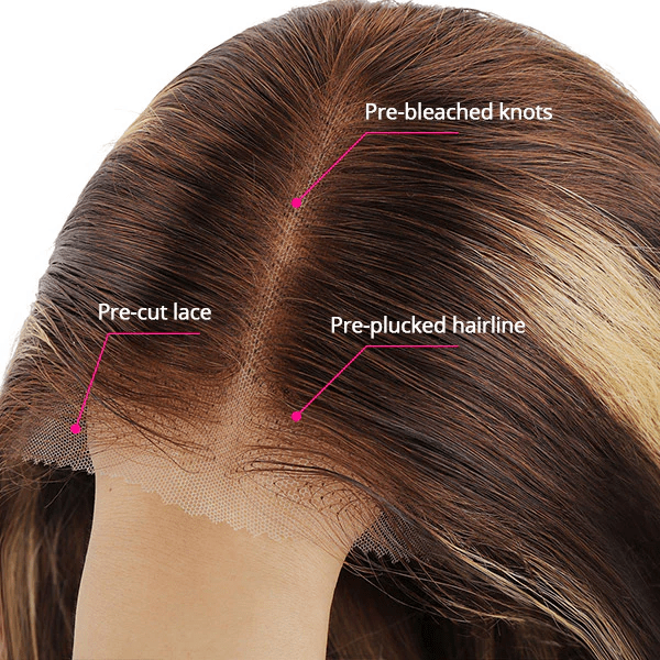 Lomoda Glueless Wigs 5x5 Lace Closure Wig P4/27 Highlight Straight Human Hair Wigs 180% Plucked Natural Hairline - Lemoda Hair