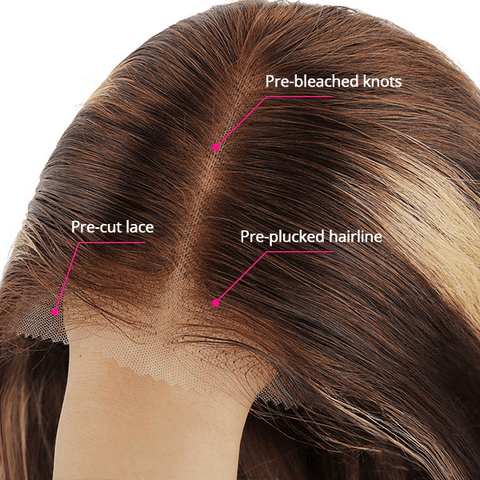 Lomoda Glueless Wigs 5x5 Lace Closure Wig P4/27 Highlight Straight Human Hair Wigs 180% Plucked Natural Hairline - Lemoda Hair