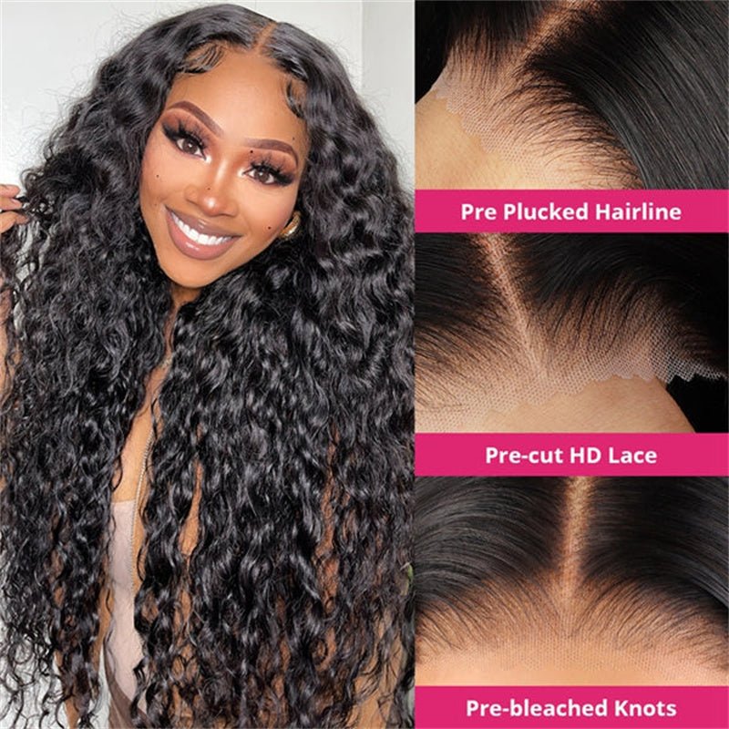 Lomoda Wet & Wavy 5x5 Lace Closure Wigs Water Wave Skinlike HD Transparent Glueless Wigs Pre Cut Lace - Lemoda Hair