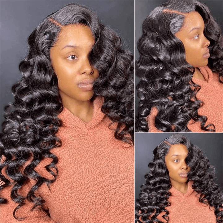 Loose Wave 13X4 Transparent Lace Front Wigs Indian Remy Human Hair Lace Wigs 180% Density - Lemoda Hair