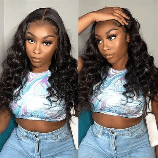 Loose Wave 13X4 Transparent Lace Front Wigs Indian Remy Human Hair Lace Wigs 180% Density - Lemoda Hair