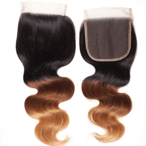 Ombre 1b/4/27 3 Tones Body Wave 3 Bundles with 4X4 lace Closure 100% Real Human Hair - Lemoda Hair