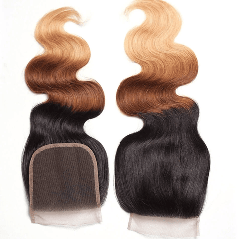 Ombre 1b/4/27 3 Tones Body Wave 3 Bundles with 4X4 lace Closure 100% Real Human Hair - Lemoda Hair