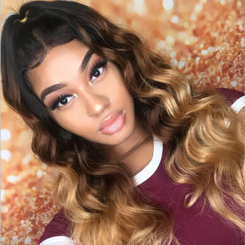 Ombre 1b/4/27 Body Wave 3 Bundles with 4X4 lace Closure 100% Real Human Hair - Lemoda Hair