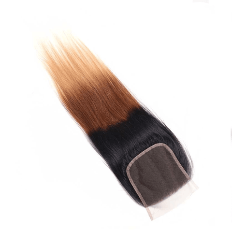 Ombre 1b/4/27 Straight 3 Bundles with 4X4 lace Closure 100% Real Human Hair - Lemoda Hair
