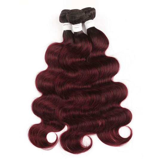 Ombre 1B/99J Body Wave 3 Bundles With 4x4 Lace Closure pre Colored 100% Real Human Hair - Lemoda Hair