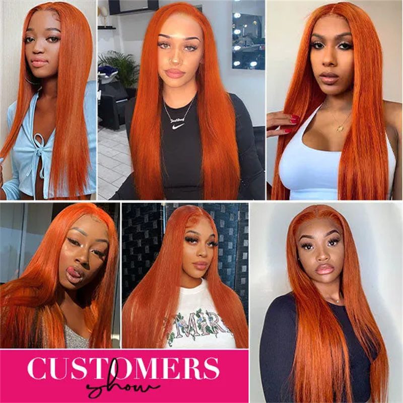Orange Ginger Straight Hair 13x6 Lace Front Human Hair Wigs Natural Hairline - Lemoda Hair