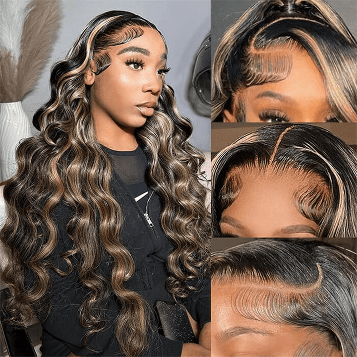 P1B/27 Highlight Color Body Wave 13x4 Lace Frontal Wigs Straight Human Hair Wigs - Lemoda Hair