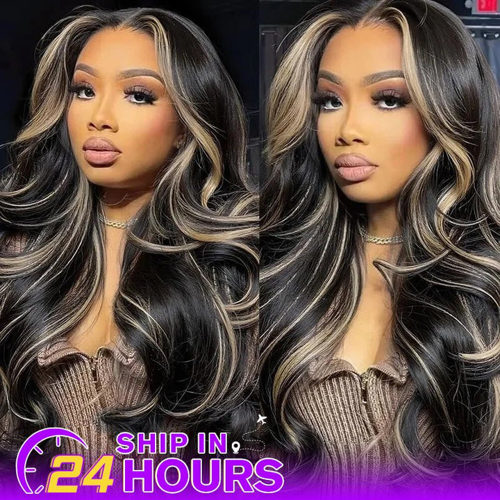 P1B/27 Highlight Color Body Wave 13x4 Lace Frontal Wigs Straight Human Hair Wigs - Lemoda Hair