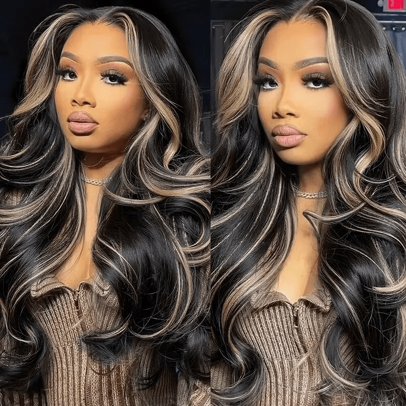 P1B/27 Highlight Color Body Wave 13x4 Lace Frontal Wigs Straight Human Hair Wigs - Lemoda Hair