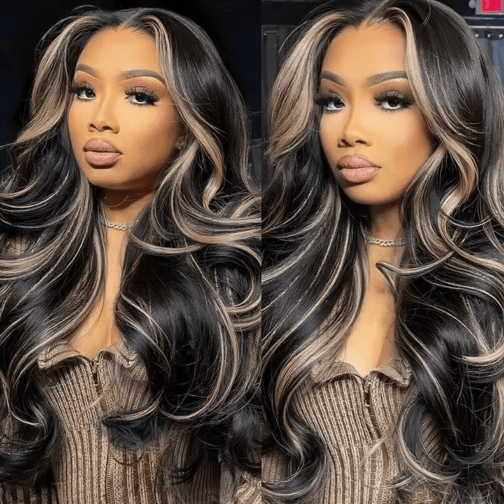 P1B/27 Highlight Color Body Wave 13x4 Lace Frontal Wigs Straight Human Hair Wigs - Lemoda Hair