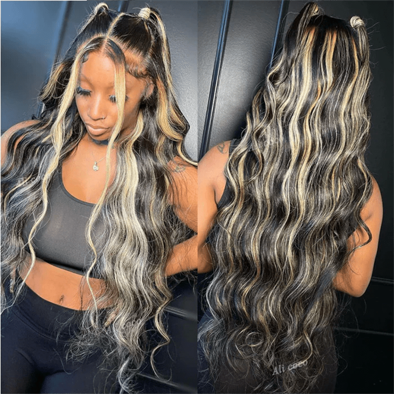 P1B/27 Highlight Color Body Wave 13x4 Lace Frontal Wigs Straight Human Hair Wigs - Lemoda Hair