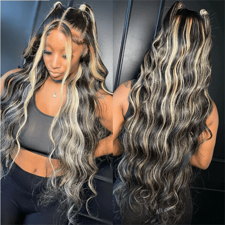 P1B/27 Highlight Color Body Wave 13x4 Lace Frontal Wigs Straight Human Hair Wigs - Lemoda Hair