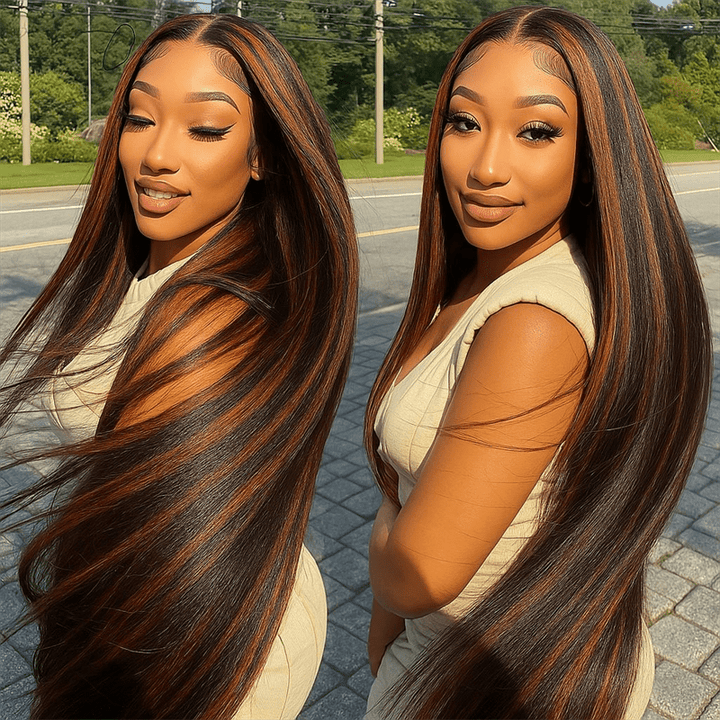 P1B/30 Balayage Highlight 13x4 Lace Front Human Hair Wigs Pre Plucked - Lemoda Hair