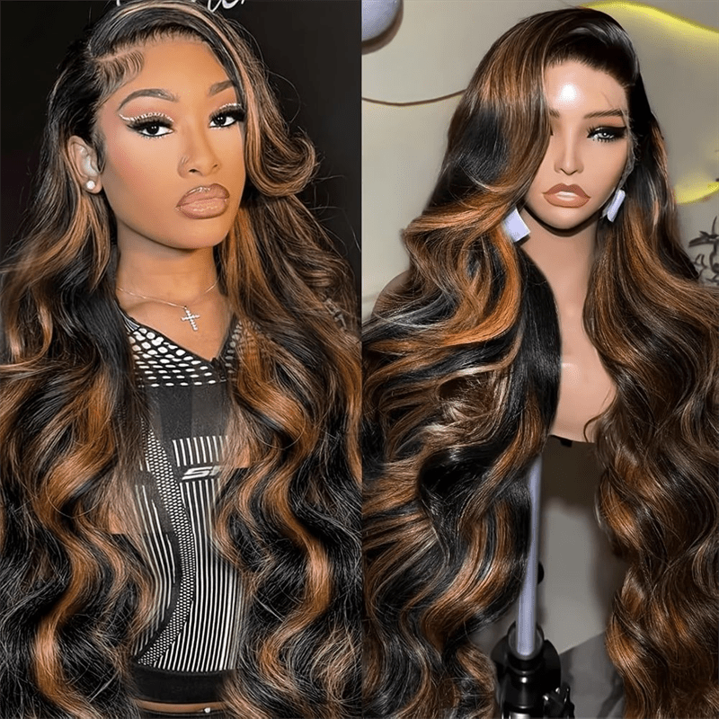 P1B/30 Balayage Highlight 13x4 Lace Front Human Hair Wigs Pre Plucked - Lemoda Hair