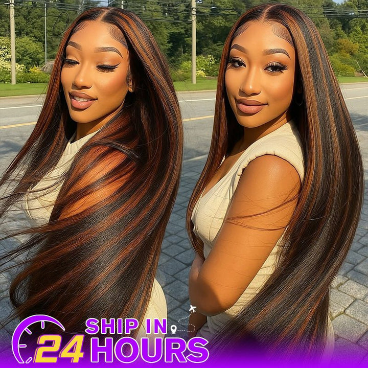 P1B/30 Balayage Highlight 13x4 Lace Front Human Hair Wigs Pre Plucked - Lemoda Hair