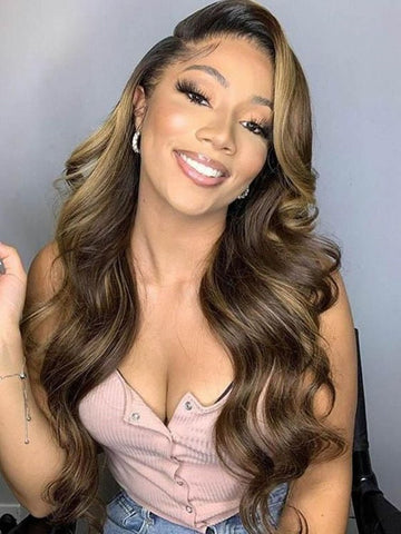P4/27 Highlight Body Wave 4 Bundles With 4x4 Lace Closure 100% Human Hair - Lemoda Hair