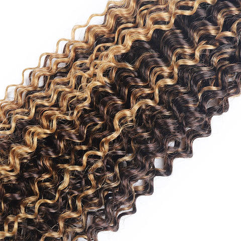 P4/27 Highlight Kinky Curly 3 Bundles With 4X4 Lace Closure 100% Human Hair - Lemoda Hair
