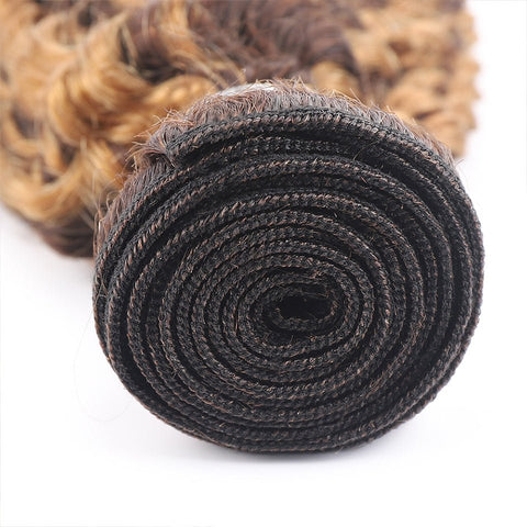 P4/27 Highlight Kinky Curly 3 Bundles With 4X4 Lace Closure 100% Human Hair - Lemoda Hair