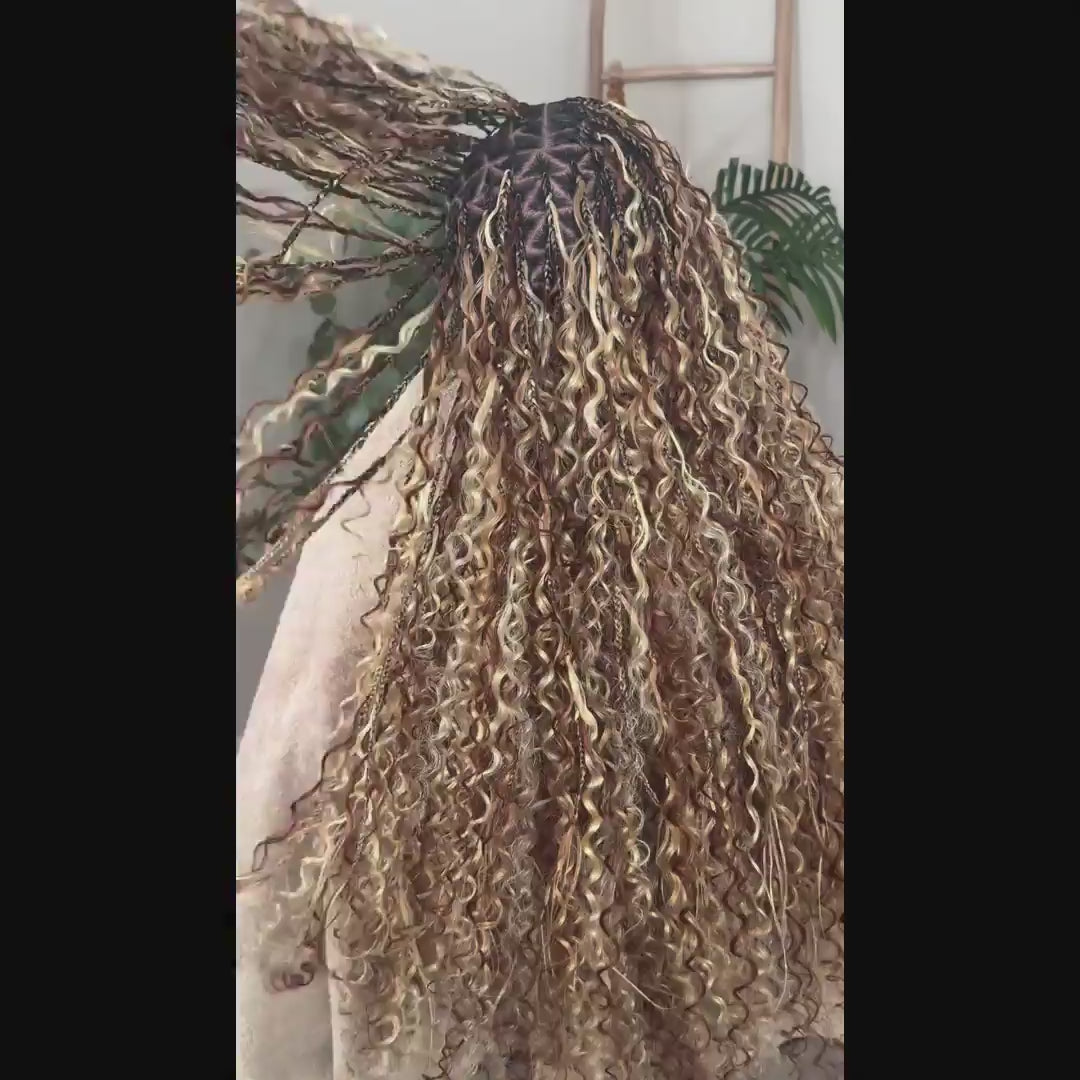 Lemoda Human Braiding Hair P27/613 Highlight Deep Wave Bulk Human Hair for Boho Braids Hair Extensions No Weft