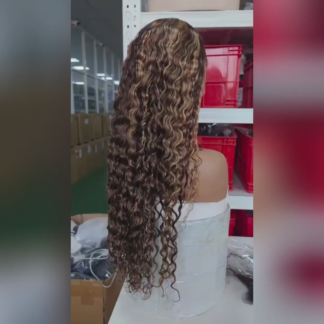 Lemoda P4/27 Highlight Water Wave 13x4 13x6 Lace Frontal Wigs Pre Plucked With Baby Hair 250%