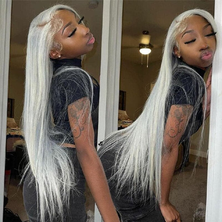 Silver Grey Straight 3 Bundles With 4x4 Closure 100% Remy Human Hair - Lemoda Hair