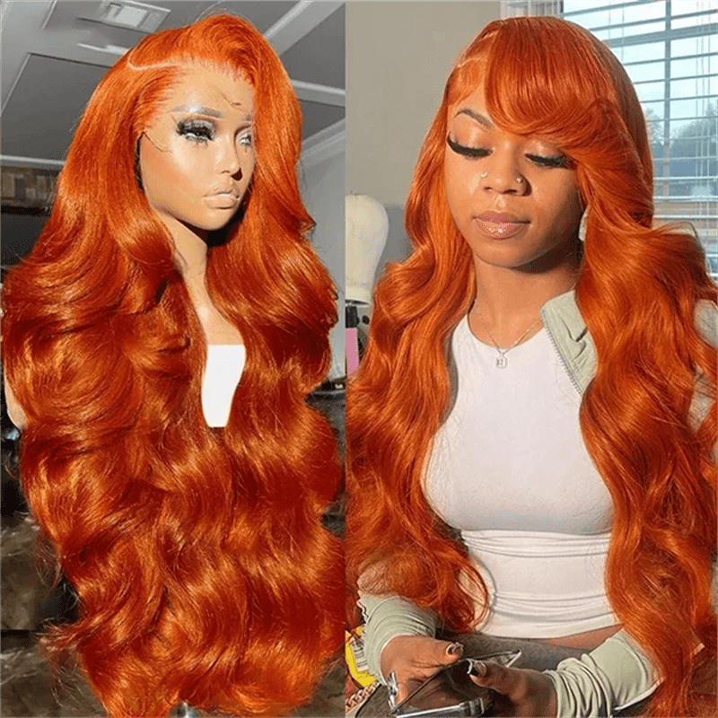Straight Hair 13x4 Lace Front Wig Orange Ginger Body Wave Human Hair Wigs - Lemoda Hair