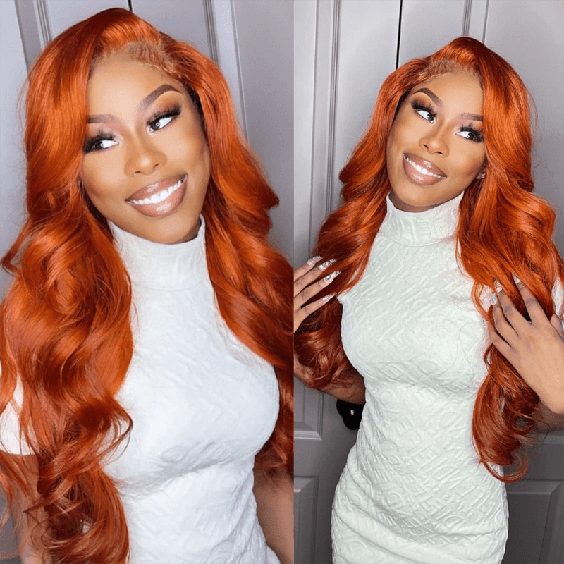 Straight Hair 13x4 Lace Front Wig Orange Ginger Body Wave Human Hair Wigs - Lemoda Hair