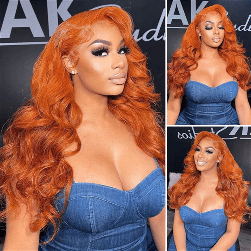 Straight Hair 13x4 Lace Front Wig Orange Ginger Body Wave Human Hair Wigs - Lemoda Hair