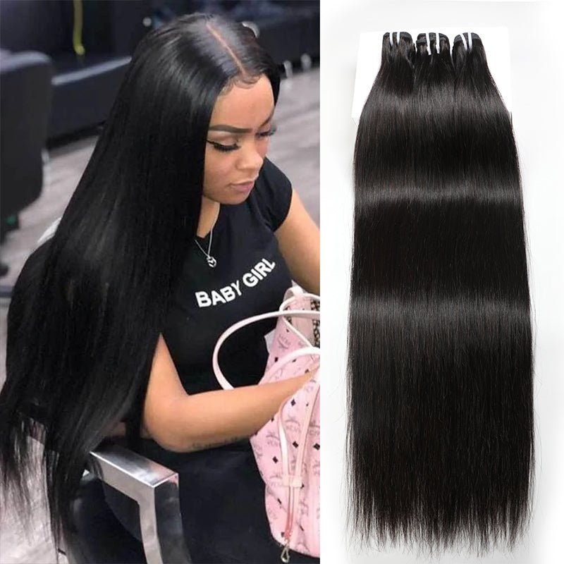 Peruvian Straight 4 Hair bundles 100% Virgin Human Hair