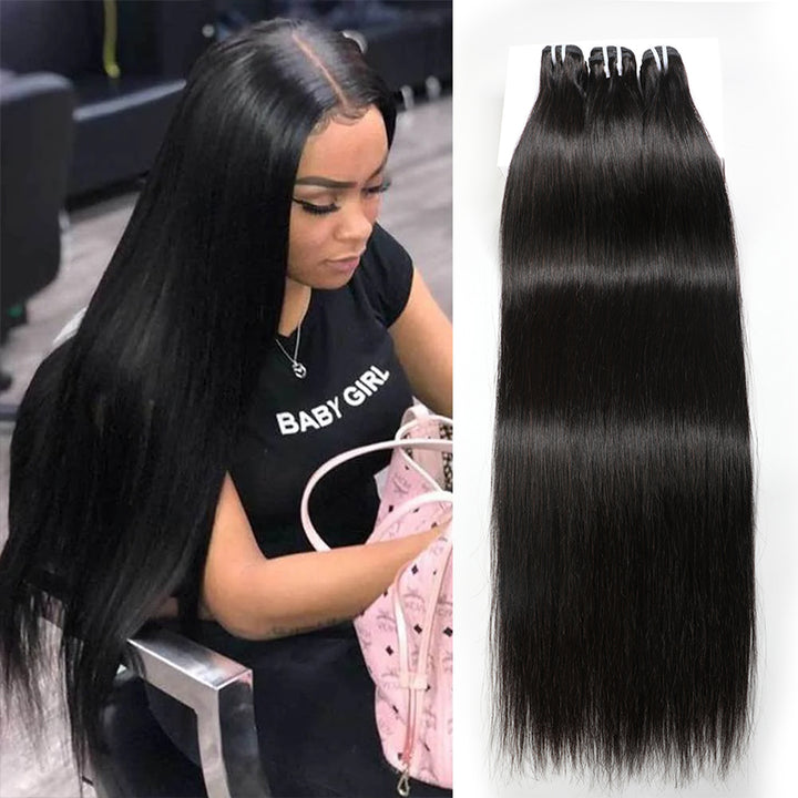Peruvian Straight 4 Hair bundles 100% Virgin Human Hair