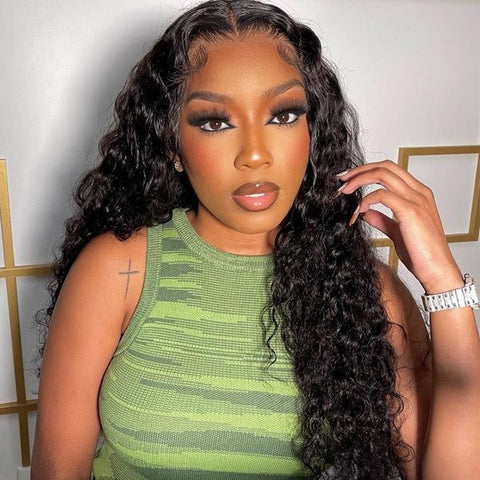 Glueless Wig with Elastic Belt Water Wave Pre Cut Wear&Go 5x5 HD Lace Closure