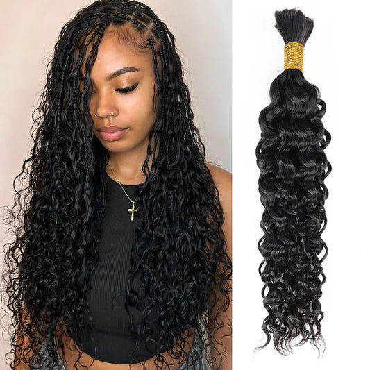 Lemoda Braiding Hair Water Wave Boho Braids Human Hair Exensions No Weft 1PC