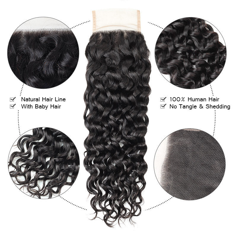 Lemoda Water Wave 5x5 Transparent HD Lace Closure Virgin Human Hair Frontal Closure
