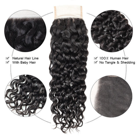 Lemoda Water Wave 5x5 Transparent HD Lace Closure Virgin Human Hair Frontal Closure