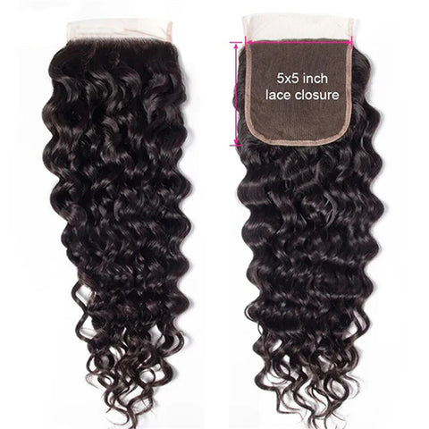 Lemoda Water Wave 5x5 Transparent HD Lace Closure Virgin Human Hair Frontal Closure