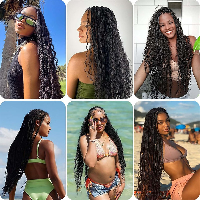 Lemoda Braiding Hair Water Wave Boho Braids Human Hair Exensions No Weft 1PC