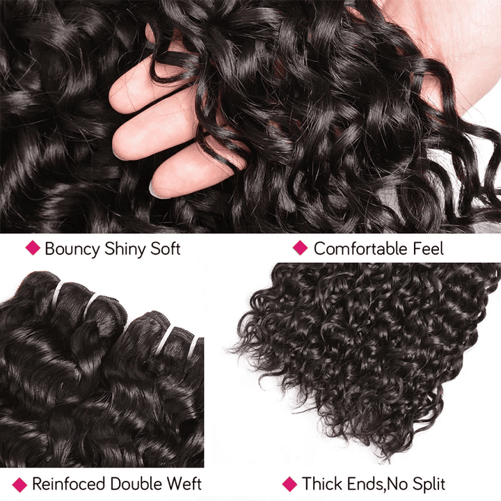 Water Wave Hair 4 Bundles With 4x4 Lace Closure 100% Virgin Human Hair - Lemoda Hair
