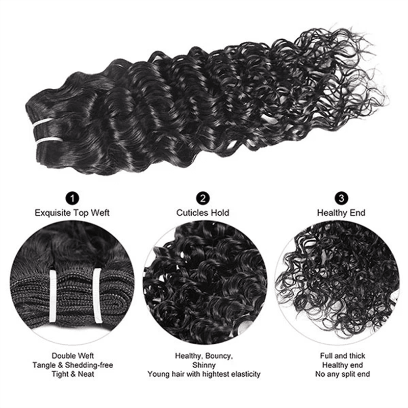 Water Wave Hair 4 Bundles With 4x4 Lace Closure 100% Virgin Human Hair - Lemoda Hair