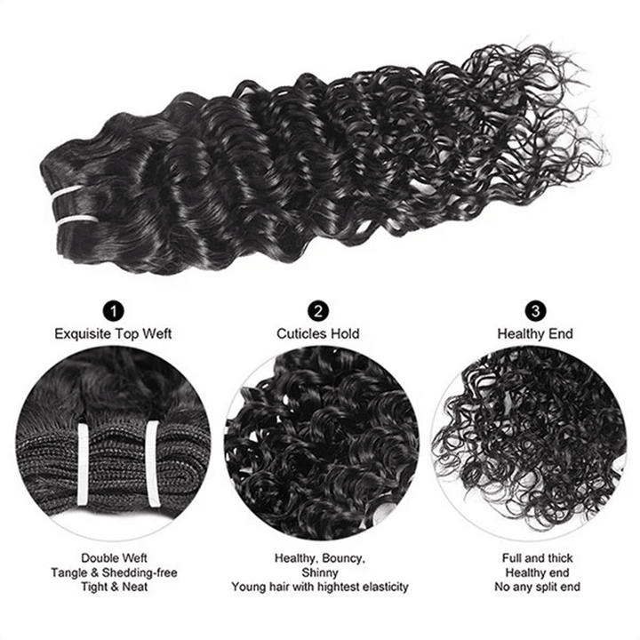 Water Wave Hair 4 Bundles With 4x4 Lace Closure 100% Virgin Human Hair - Lemoda Hair