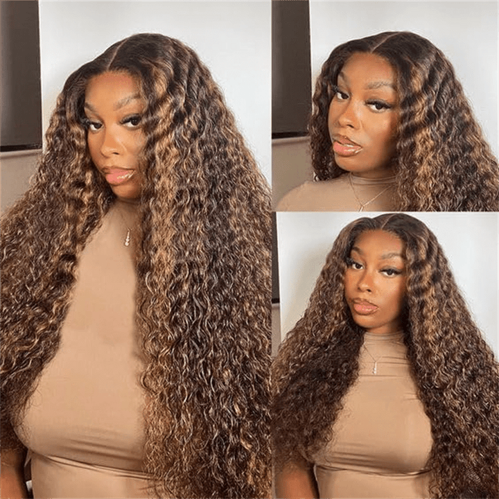 Water Wave Highlight Ombre 4/27 Color Deep Wave 13x4 Lace Front Human Hair Wig - Lemoda Hair