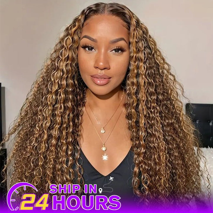 Water Wave Highlight Ombre 4/27 Color Deep Wave 13x4 Lace Front Human Hair Wig - Lemoda Hair