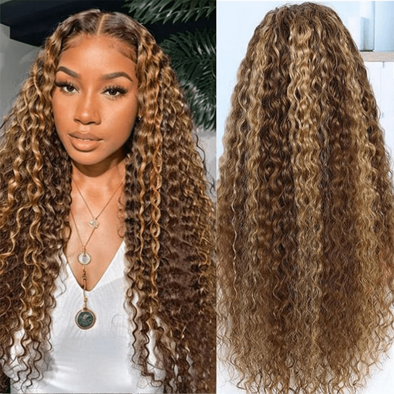 Water Wave Highlight Ombre 4/27 Color Deep Wave 13x4 Lace Front Human Hair Wig - Lemoda Hair