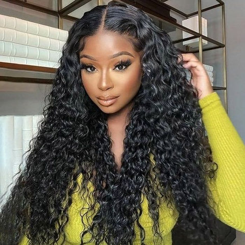 Glueless Wig with Elastic Belt Water Wave Pre Cut Wear&Go 5x5 HD Lace Closure